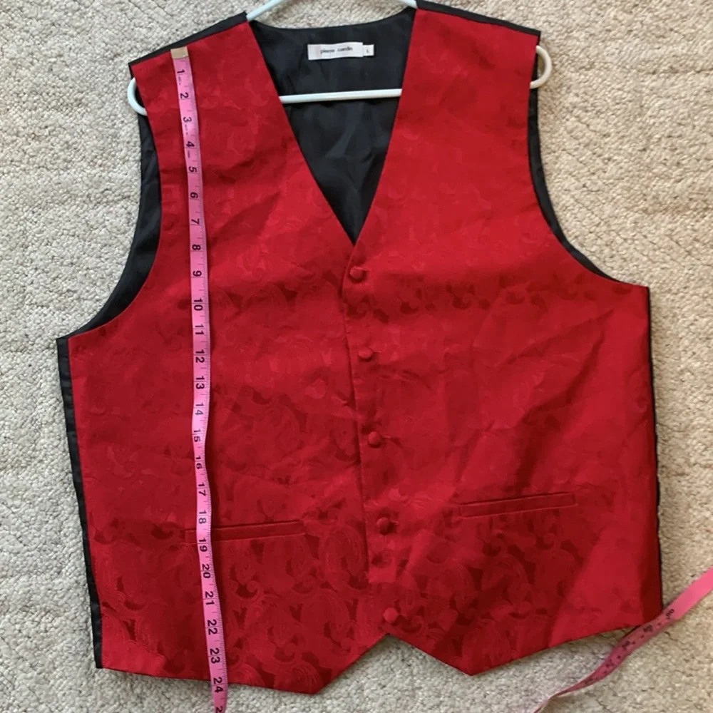 Pierre Cardin Red Brocade Vest with Black Lining
